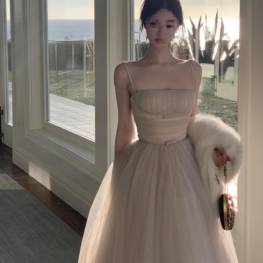 Flowing Immortal Princess Mesh Tie-Waist Dress
