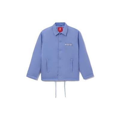 Li Ning Logo Solid Color Polo Collar Cotton Jacket Winter Couple Style Men Jacket Blue AJMR099-2