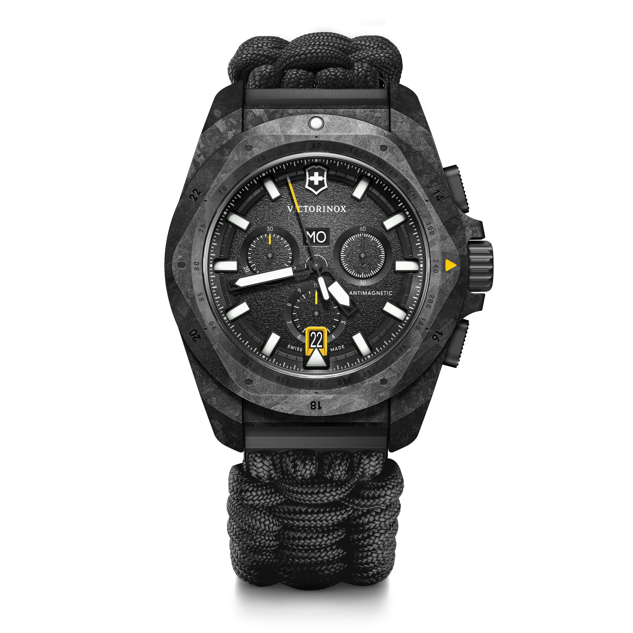 Victorinox Men's Black Chrono Carbon Composite Paracord Includes Replacet Rubber Strap And Accessory Carbon Composite Gift Item I.n.o.x. Watch,