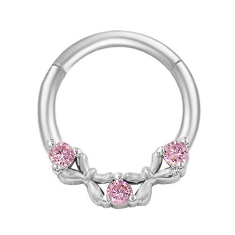 Crystal Nose Piercing Silver Color Septum Ring Stainless Steel Accessory for Ear Helix Cartilage Body Accessories