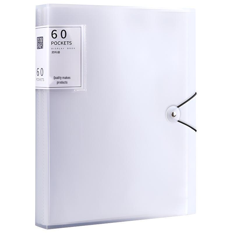 Morandi A4 Transparent Multi-Layer File Folder with Insert Pages and Buckle Closure