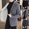 Wool Suit Coat Lapel Long Sleeve Single Breasted Two-Button Jacket with Pockets Solid Color Suit Jacket