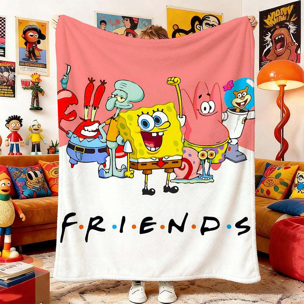

Sofa Throw Fluffy Soft Blankets S-Sponge-Bobs Nap Blanket Home and Decoration Bedspread on the Bed Anime Bedspreads Picnic Baby 75x90cm