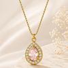 18K Gold Plated Zirconia Water Drop Pendant Necklace for Women In European Style