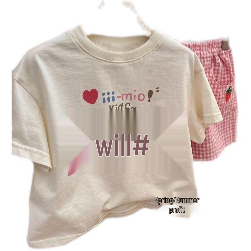Girls' Summer Cotton Printed Shorts & T-Shirt Set