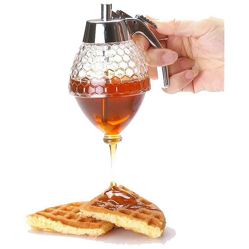 1PC Acrylic Honey Dispenser Container Portable Squeeze Bottle Anti-Drip Honey Jar Juice Dispenser Honey Drain Pot Kitchen Tools