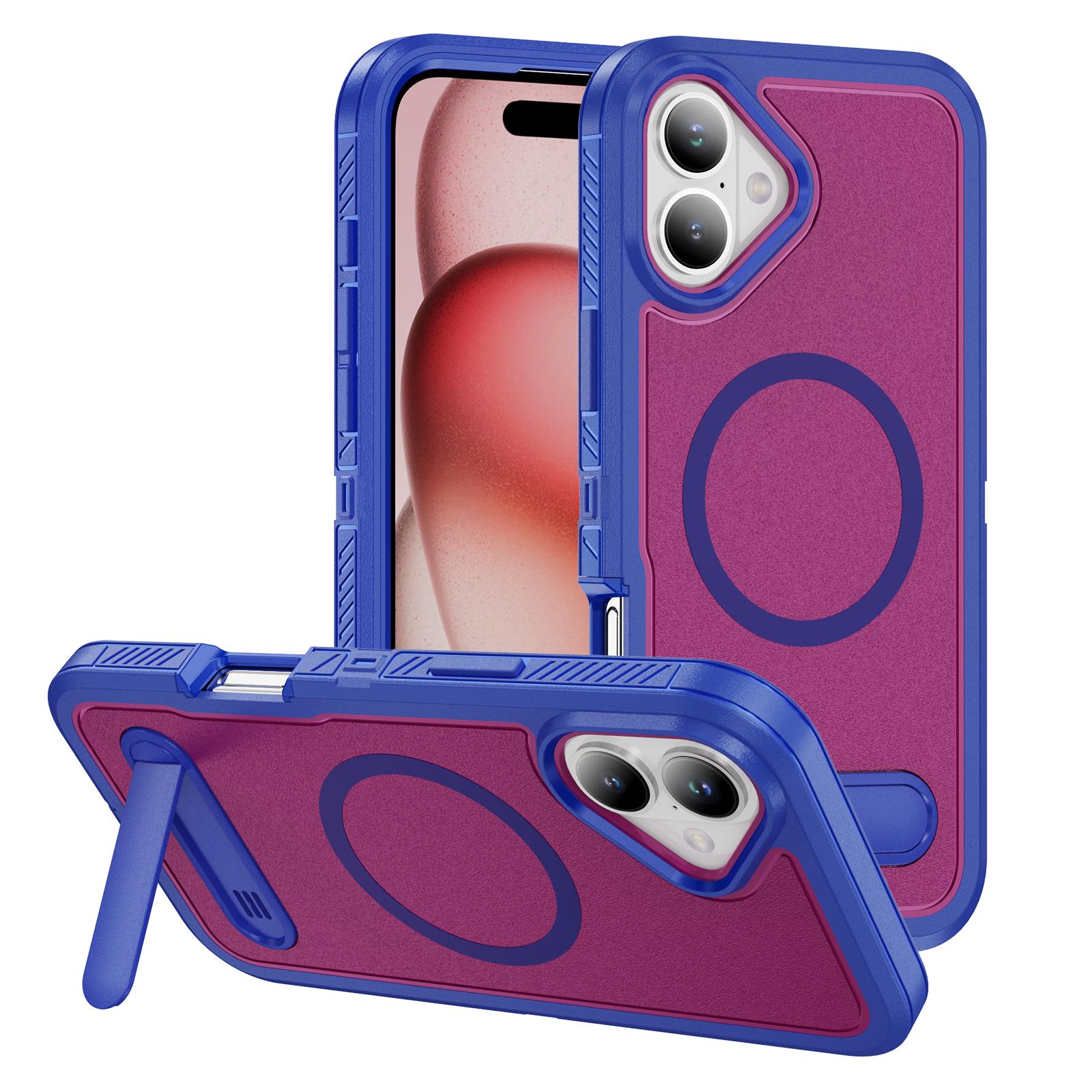 

Heavy Armor Duty Fold Stand Holder Phone Case For For Iphone 17 Air 16 15 14 Plus 13 12 Pro Max Hit Color Magnetic Hard Thick Cover iPhone 15