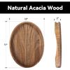 Acacia Wood Serving Tray with Handles - 17"x13" Round, Decorative Ottoman Tray for Living Room, Coffee Table, Breakfast In Bed, Candle Display