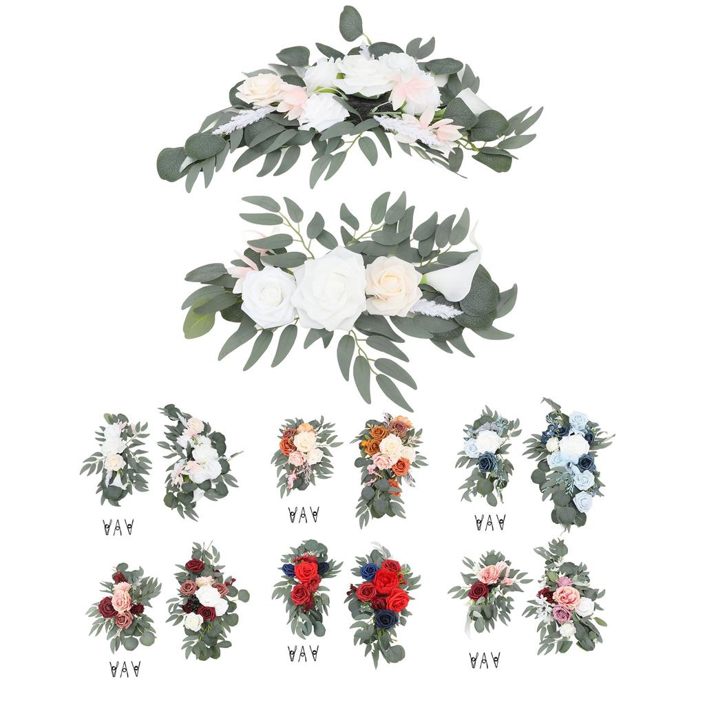 2pcs Artificial Wedding Arch Flowers Lifelike Wedding Welcome Signs Floral Decoration Fadeless Exqui