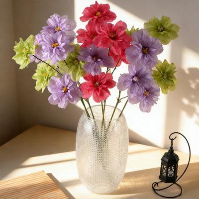 24 Inch Artificial Flower with 3 Heads Full Blooms Faux Silk Flower Branches for Vase Wedding Bouquet Home Party Decor