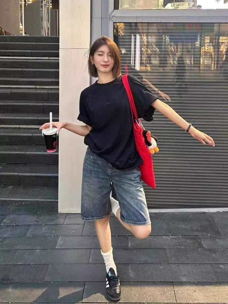Summer 2025 Retro High-Waisted Denim Shorts - Trendy Slimming Mid-Length Style