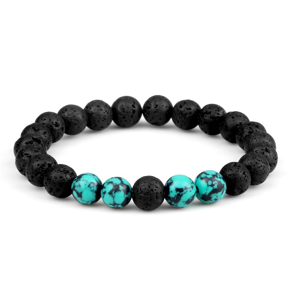 Distance Bracelet For Women Couples 8mm Natural Volcanic Rock Black Matte Blue Turquoises Beaded Stone Bracelets Men Jewelry