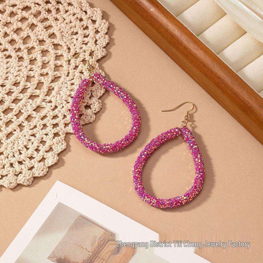 Summer Korean Style Geometric Oval Dangle Earrings - Women's Fashionable Small Fresh Gift