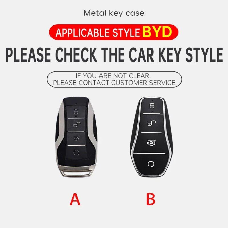 Car Key Fob Case For Byd Dolphin Lied Tang Dm Atto 3 Han Ev Qin Plus Song Pro Max Yuan Car Key Fob Zinc Alloy Leather Case