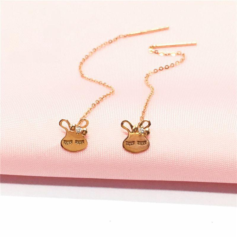 Purple Gold Earrings Rose Gold Plated Fashion Simple Small Rabbit Women S Earline Jewelry