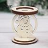 Hollow Carved Wood Decor 3Pcs Christmas Wooden Candle Holder, Detachable Tealight Stand with Handmade Art Ornament Snowman/Bell/Candle Patterns,