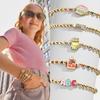 Pulseira Infantil de Miçangas com Letras Arco-Íris - Joia de Mão Feminina Fofa e Versátil com Elementos Metálicos no Estilo Trendy Ins.