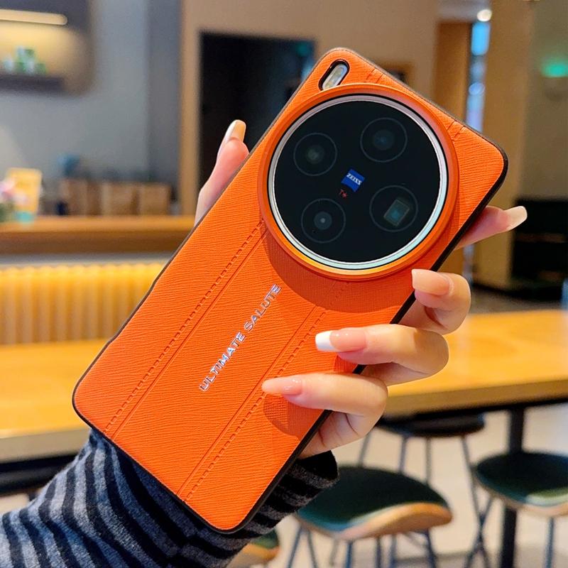 Luxury Cross Texture Leather Design Case For VIVO X300 Ultra X300s X300 Pro X200s X200 Pro Mini Slim Red Camera Ring Cover
