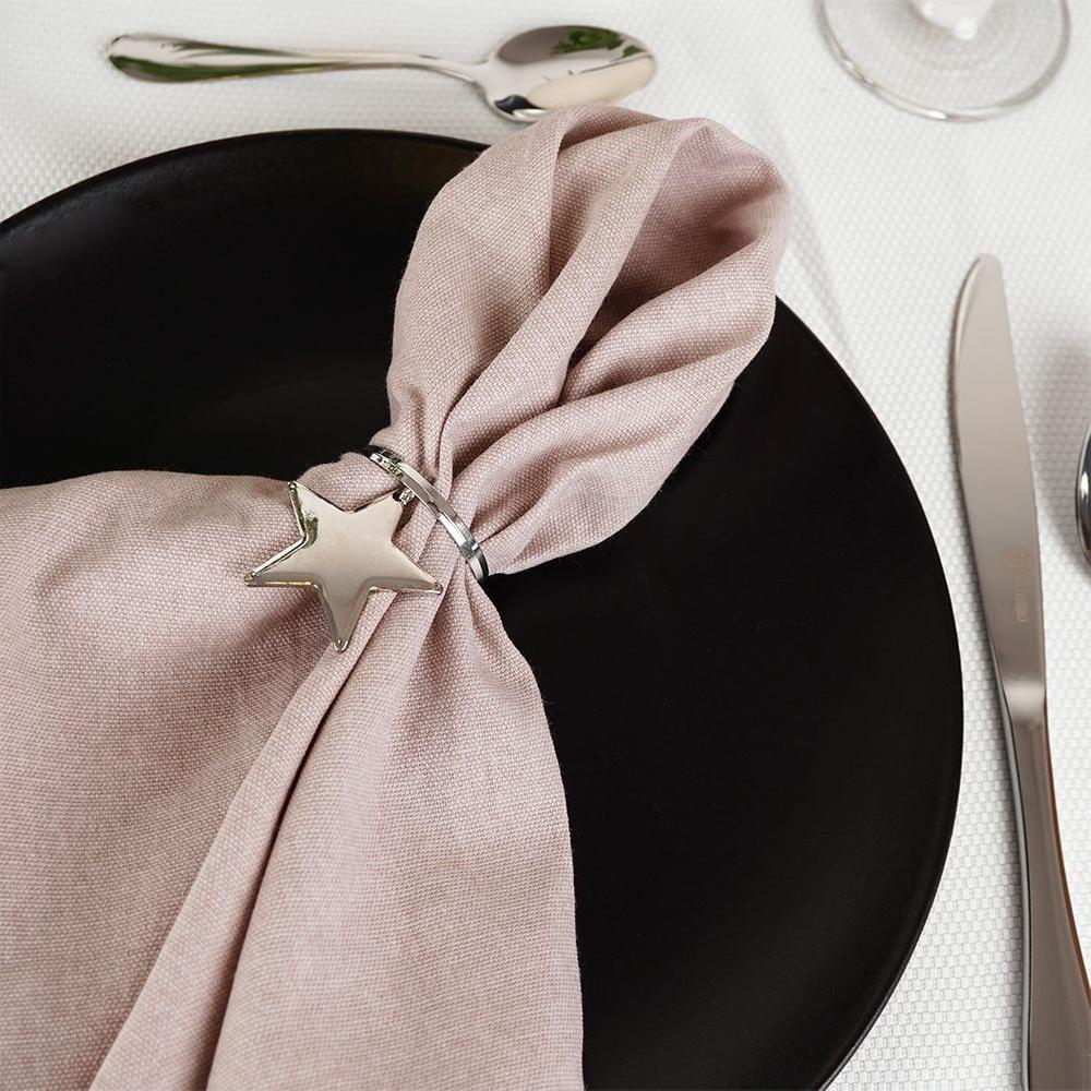 4x Wedding Rings Rings Napkins Metal Silver Stars Napkin Holder