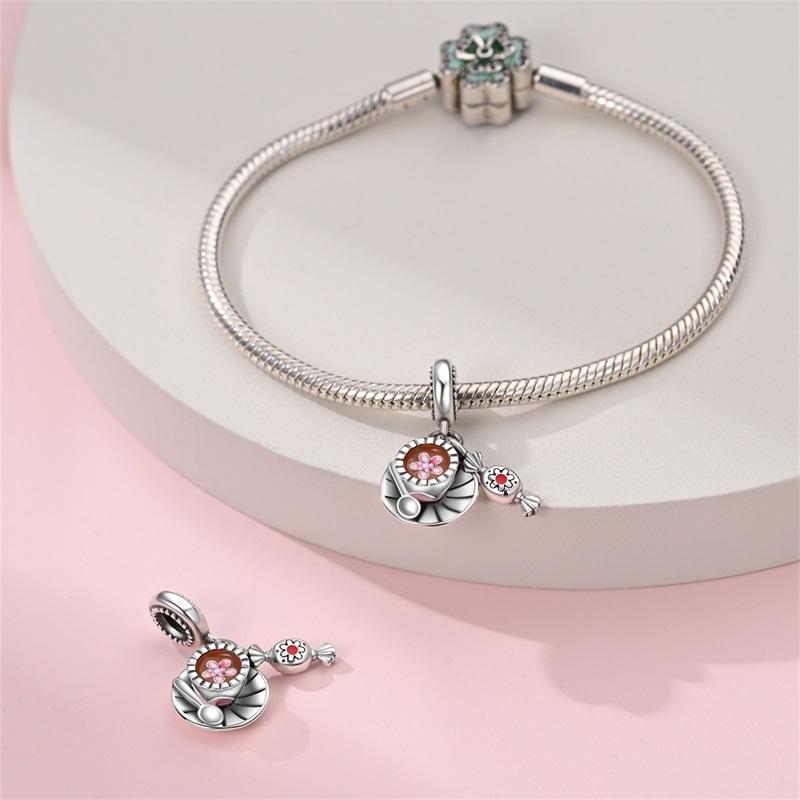 New Copper Take A Break Coffee Cup Charm Fit Original Bracelet Triple Dangle Charm Necklace Fine Jewelry