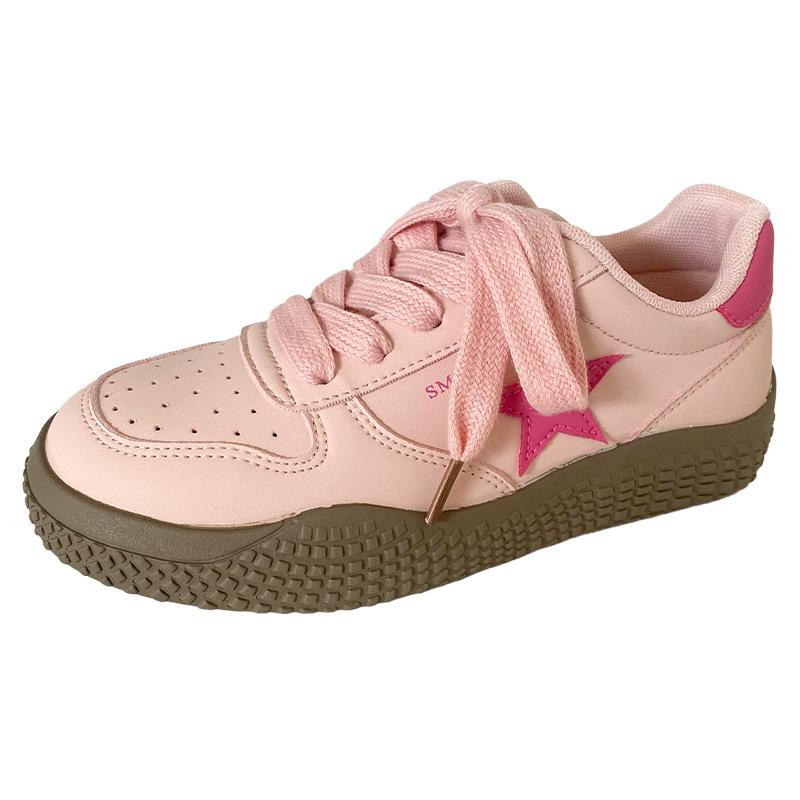 

H1366 звездный дизайн популярные маленькие белые туфли женские туфли для скейтбординга 2024 осень новая ниша в модной повседневной обуви 35 розовый