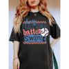 European size Women's Soft Breathable Round Neck T-Shirt - "Bat-ter Swinging!" Baseball Graphic Print, Casual Short Sleeve Tee for Spring Summer