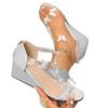 Fashion Crystal Butterfly Women Wedges Sandals Fashion Mid Heels Shoes Designer Luxury New Slippers 2025 Summer Dress Sandalias De Mujer