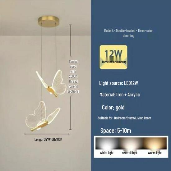 Nordic Luxury Butterfly Hanging Lamp - Modern Minimalist for Bedroom, Dining Room, or Staircase