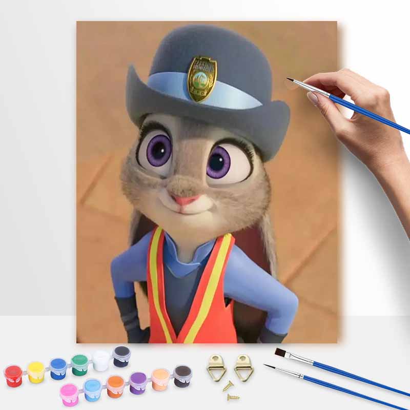 Disney Zootopia Judy Hopps Oil Paint Hand Painting Kit Decoration Classic Style Home Decor Modern Art Painting Room Wall Decoration 123