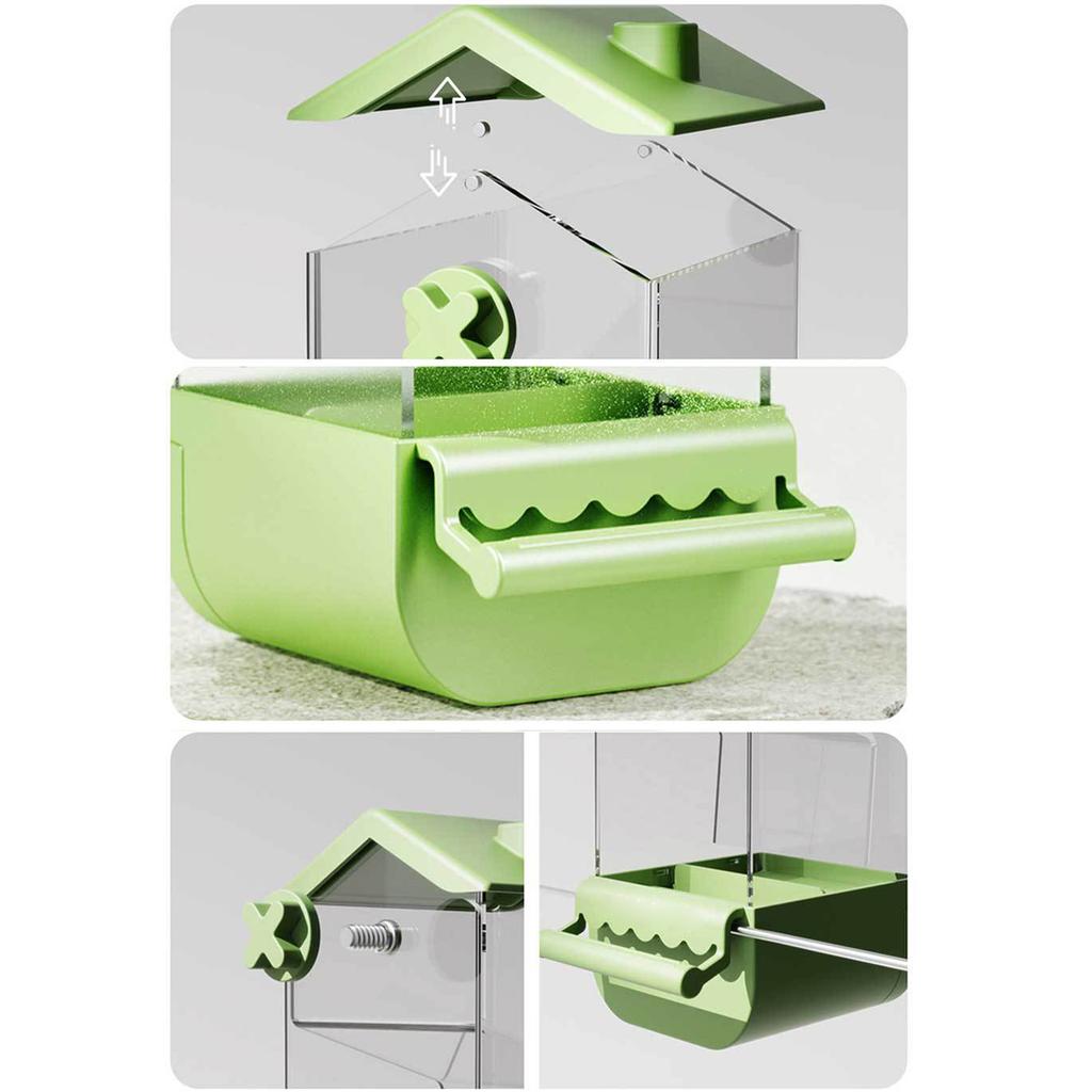 Durablity Screw on Automatic Bird Feeder with Perch Indoor Bird Manual Feeding Container Close and Intimate with Natural