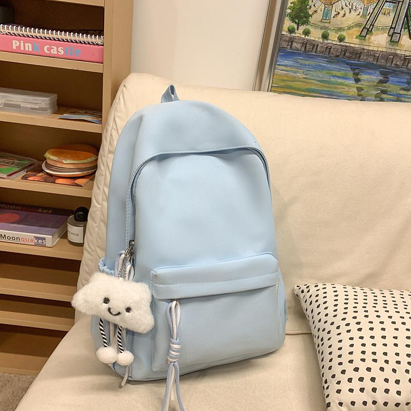 Dopamine Sen College Students' Schoolbags Girls' Schoolbags Korean Travel Trips Niche Pure Color College Style Simple Backpack.