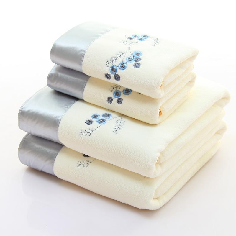 Microfiber Towel Set Luxury Lace Embroidered Bath Towel Gift Set Face Towel Bath Towel Quick Dry Terry Towels