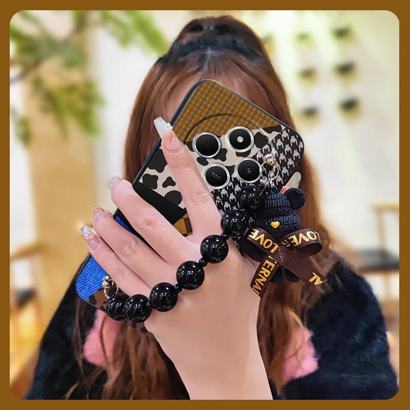 Cartoon Simplicity Phone Case For Redmi A4 5G Back Cover Skin-friendly feel Anti-knock Bear bracelet Dirt-resistant cute