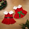 S-3XL Winter Warm Dog Christmas Clothes Santa Claus Red Pet Clothes New Year Holiday Costumes Golden Velvet Princess Dog Dress