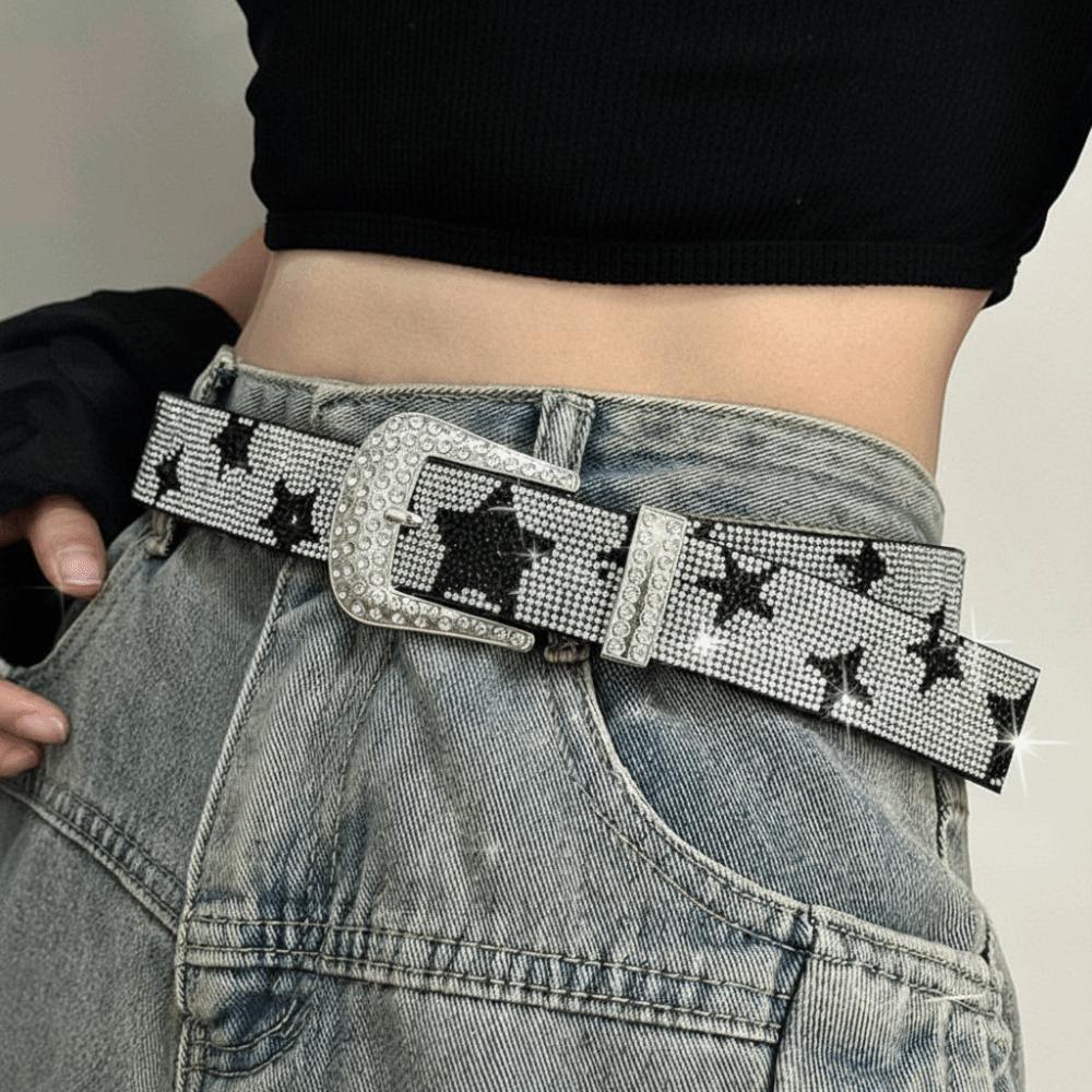 Bling Bling Sparkling Rhinestone Belt Vintage Waist Strap Fashion Trendy Waistband  For Women