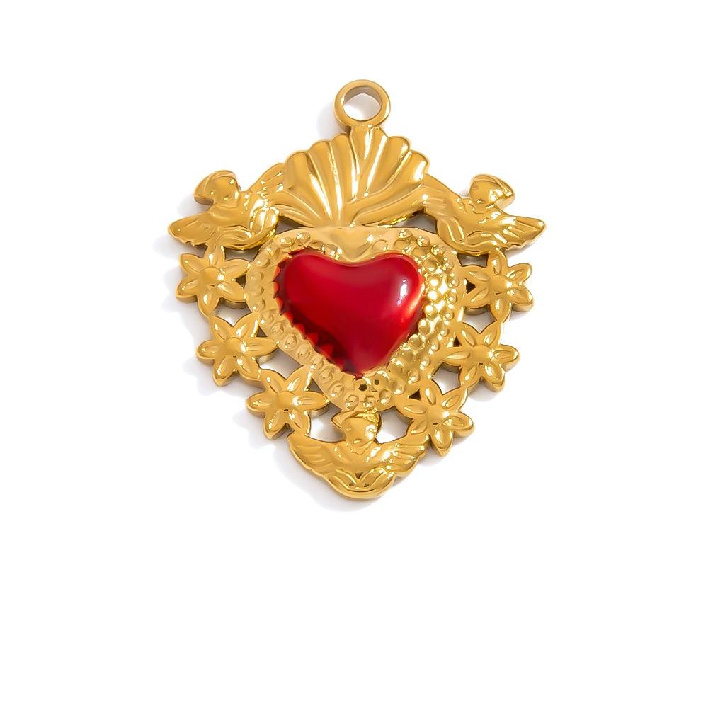 SUMMLY Trendy Wings Flame Heart Valentine's Day Pendant 18K Gold Plated Stainless Steel Romantic Charms Fashion Jewelry