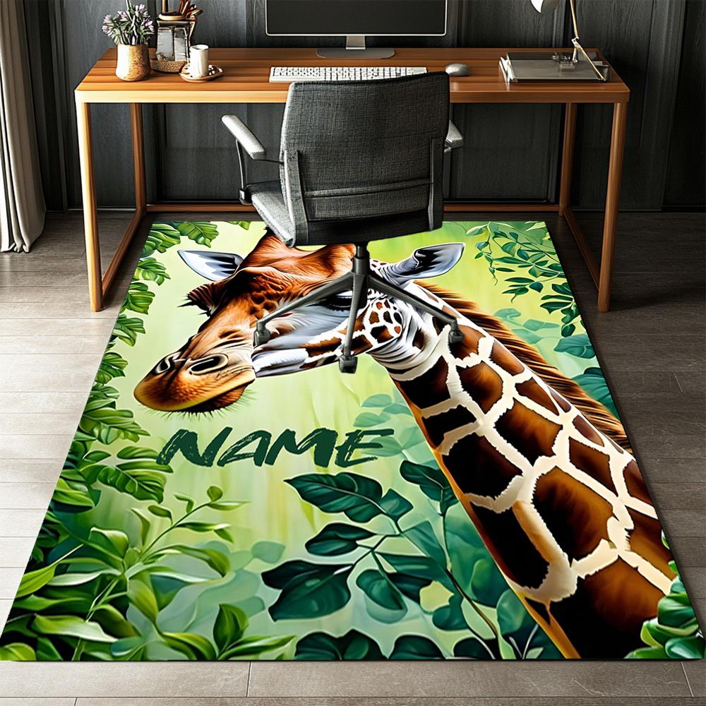 Custom Name Giraffe Printed Carpet,Rug for Office Chair Living Room Bedroom Kitchen Room Decor Gifts.