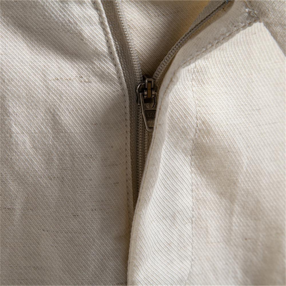 AIOPESON Comfortable Men's Shorts Solid Color Elastic Waist Multi Pocket Cotton Linen Blend Breathable Summer Shorts
