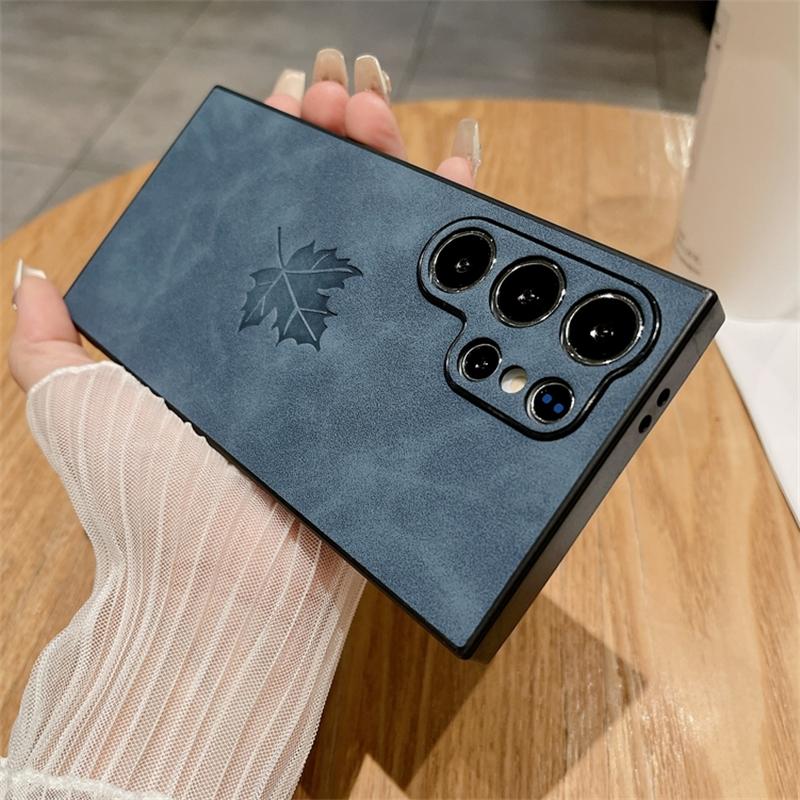PU Leather Embossing Maple Leaves Case For Samsung S25 S24 S23 S22 S21 Plus Note 20 Ultra A56 A36 A26 A16 A55 A54 A15 A34 Cover
