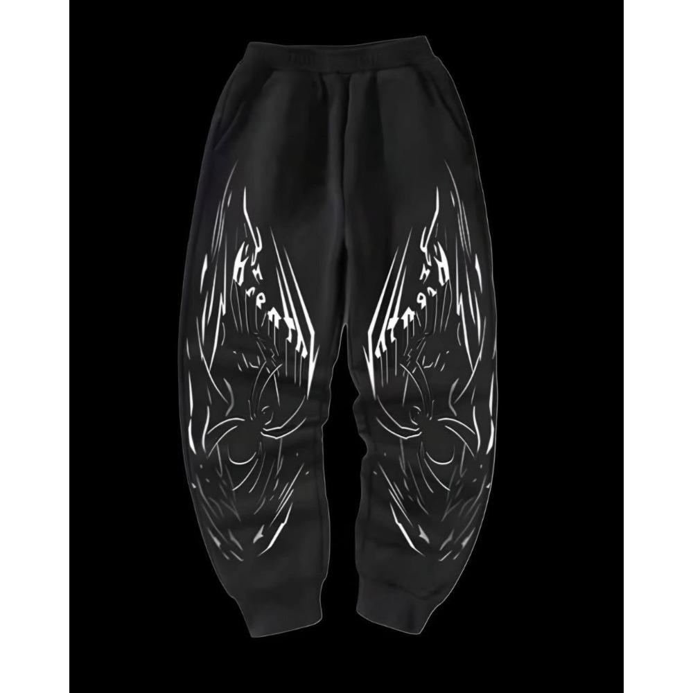 Fitness Sports Rue Principale Harajuku Hommes Femmes Coupe Ample Âme de Dragon Tendance Sombre Streetwear Pantalons Jogging