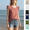 Women Tops, Loose Fit Ruffle Sleeve Vest, Round Neck Tank Tops, Breathable Summer Casual Sleeveless Blouse for Work Beach Vacation