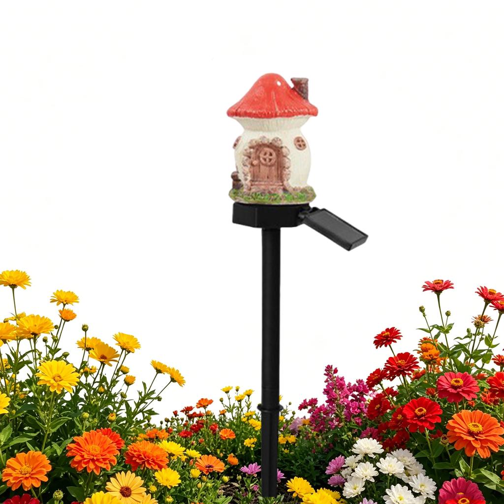 Solar LED Mushroom House Statue Decor Lamp Easy To Install Landscape Light for Patio Pathway Yard Holiday Gifts Travel Outing