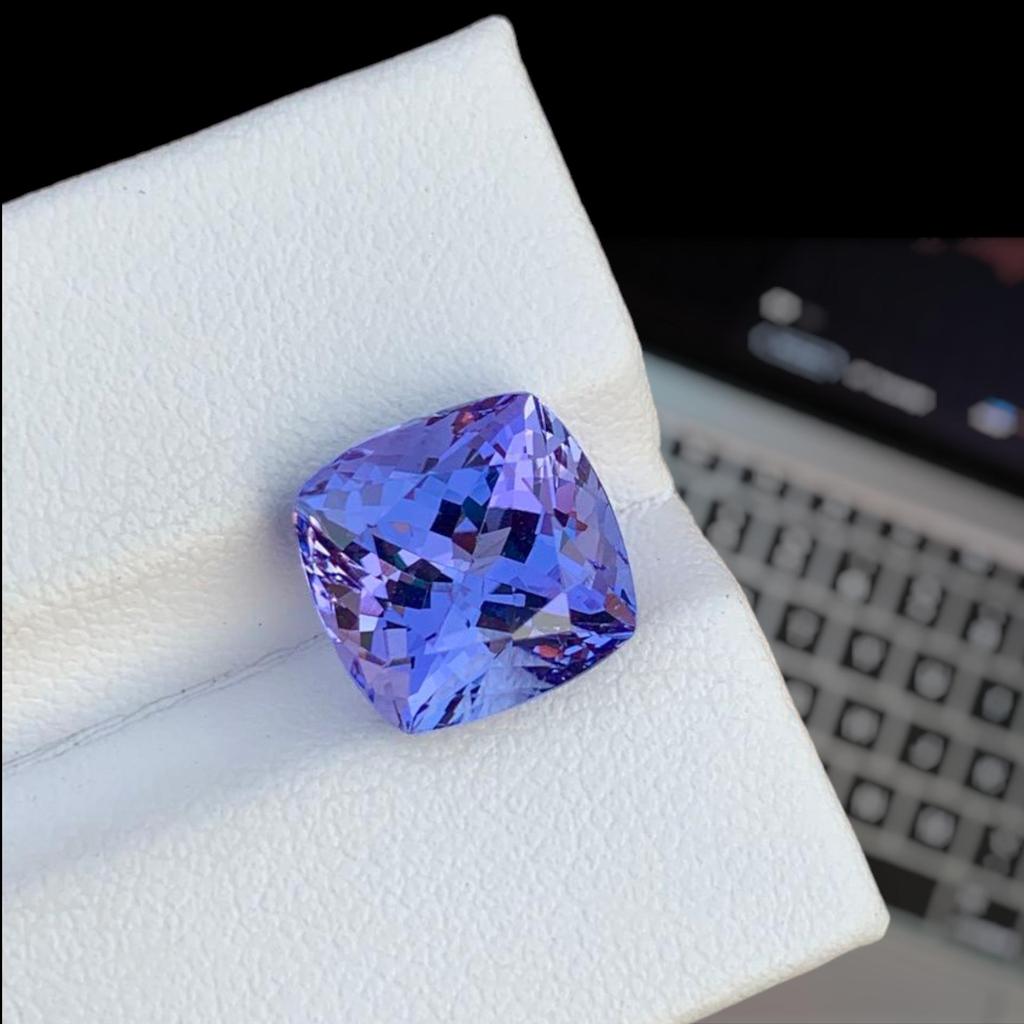 AA+ Quality Natural Tanzanite Gemstone: Loose Cushion Cut Gemstone.