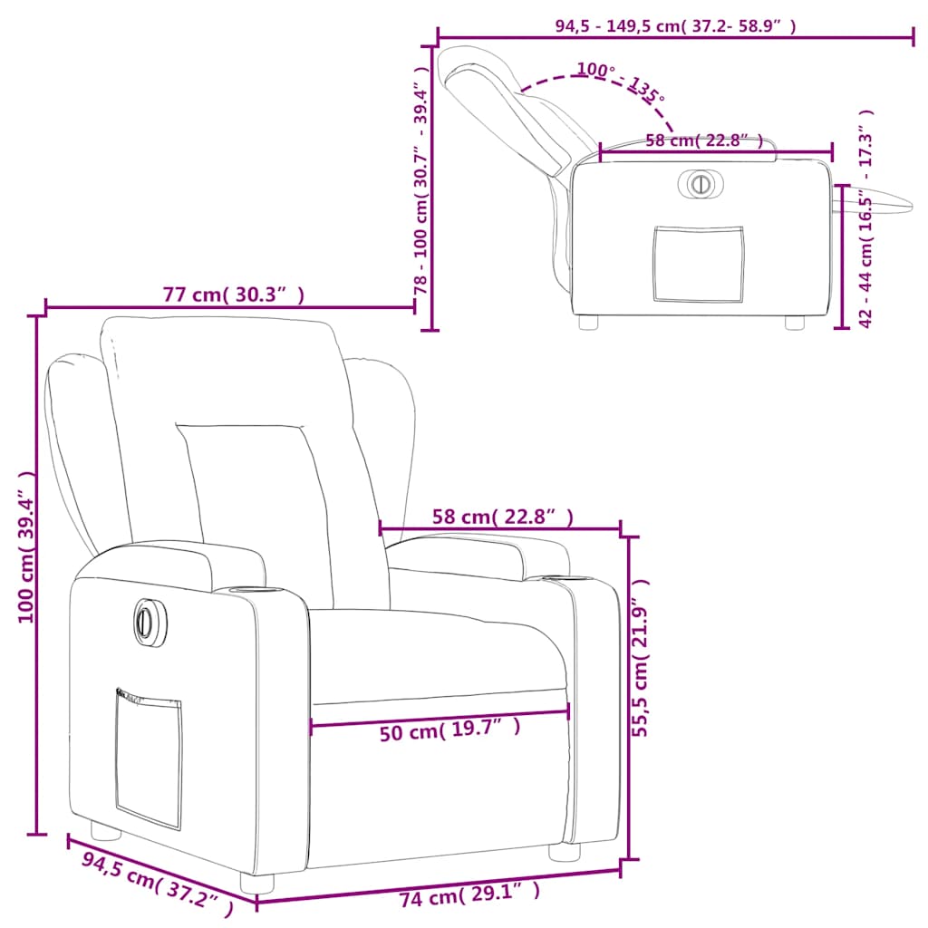 Electric Recliner Chair Cream Faux Leather