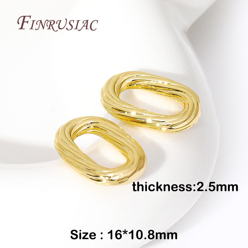 

18K Gold Plated Brass Oval Twist Closed Ring Connectors High Quality DIY Jewelry Making Supplies Necklace Earrings Accessories 2 Pieces