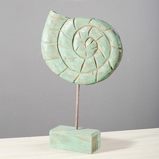 Figura de Madera Hecha a Mano Estilo Náutico de Playa Estrella de Mar/Caracola/Caballito de Mar Estatua de Mesa sobre Soporte para Hogar Casa del Lago Decoración Costera del Océano