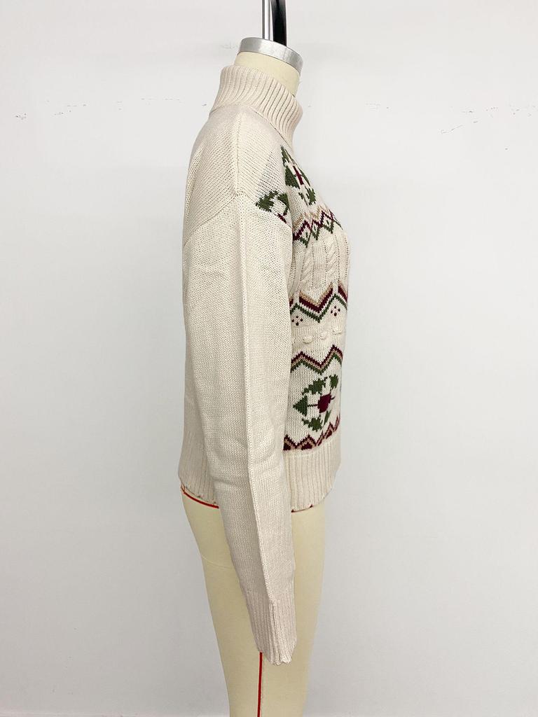 Baifen Zhi Yi Women's Retro Fair Isle Turtleneck Sweater - Autumn/Winter 2026