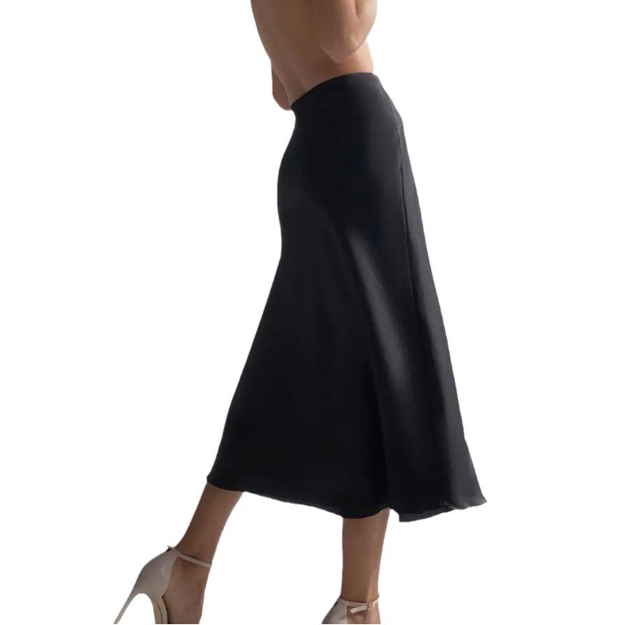 2024 French High-End Satin Bodycon A-Line Fishtail Midi Skirt for Women