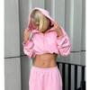 Womens 2025 Casual Hooded Long Sleeve Top Pants Set Solid Color Streetwear Two-Piece Outfit