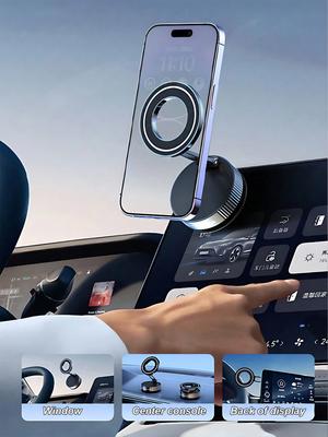 360° 3-axis Foldable MagSafe Car Phone Mount – Vacuum Magnetic Suction Base, Compatible with All MagSafe Devices